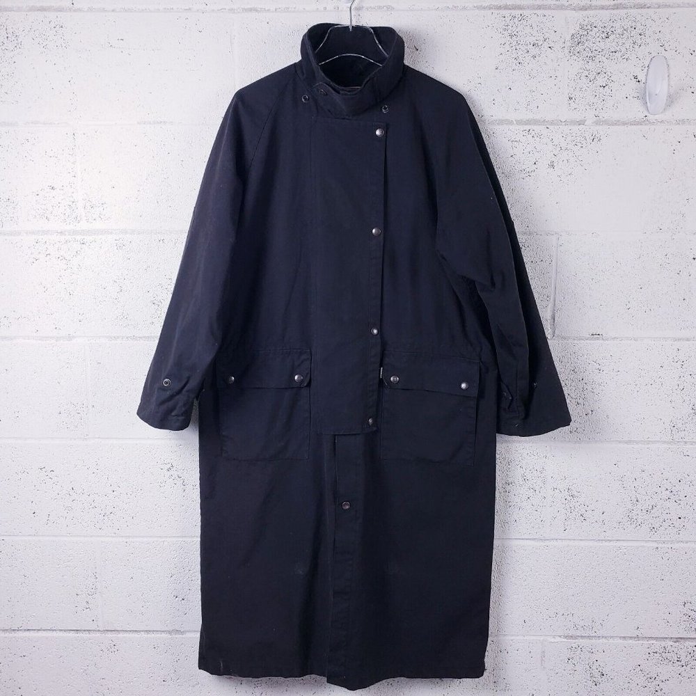 Kakadu Traders Australia Oilskin Full Length Duster Drover Coat Black LARGE 42R